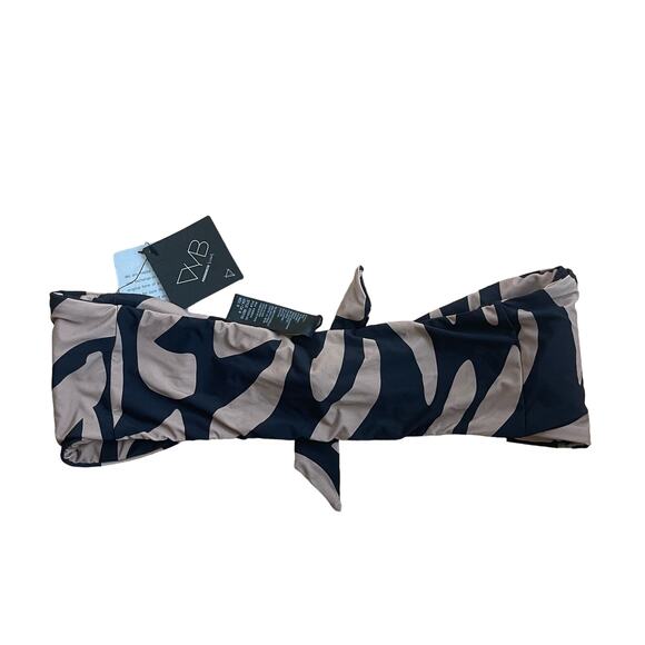 VYB SWIM SIENNA TOP HIGHER GROUND Black Tan Tie Front Size Medium NWT - Picture 2 of 7